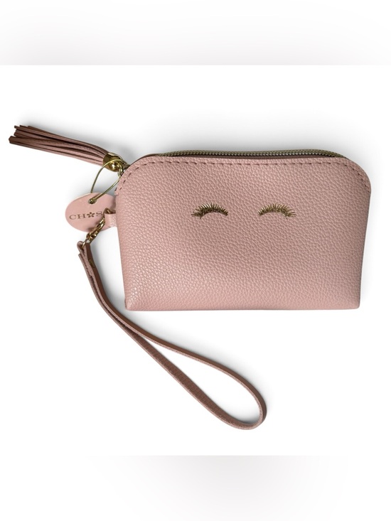 Mulberry Studios Handbags - NWT Chosen Mulberry Studios Pink Vegan Leather Wristlet Coin Holder Eyelashes